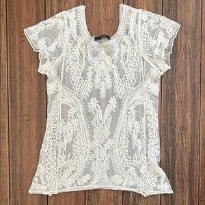 Dulcie Ivory Lace Embroidered Top Boho Romantic Cottagecore Edwardian Small